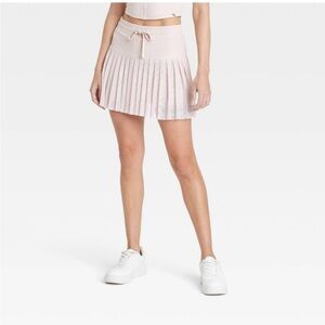 High Rise Mesh Pleated Tennis skort , skirt with built-in shorts, Ivory, New